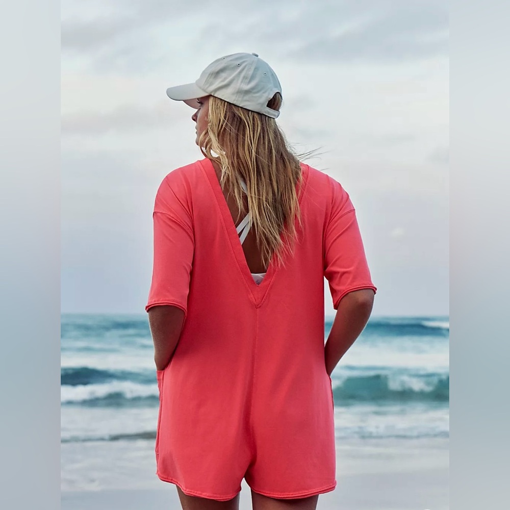 ▪️NWT Free People Hot Shot Tee Romper In Electric Sunset